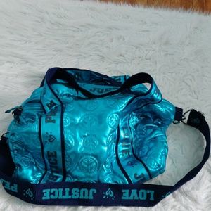 Metallic Blue mini duffle bag